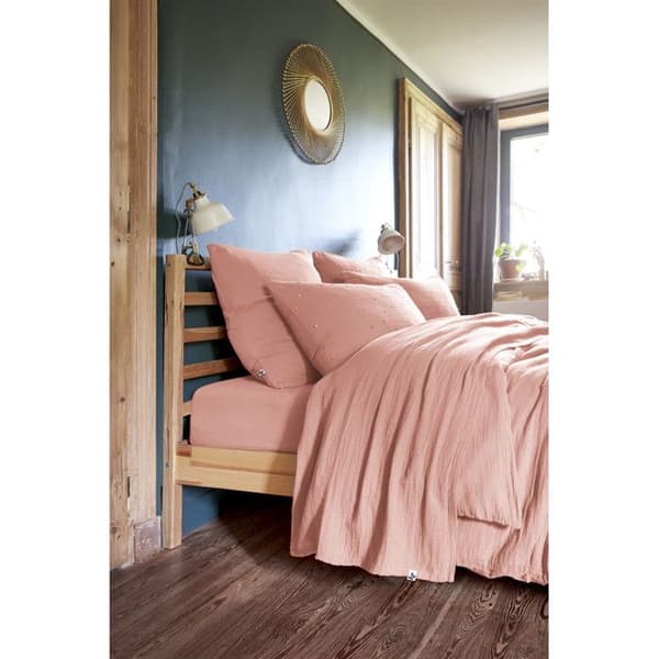 Lakanset 4 stycken 1 platt lakan 240 x 300 + 1 prydnadslakan 140 x 190 + 2 örngott 60 x 60 Gaïa Pink Peach