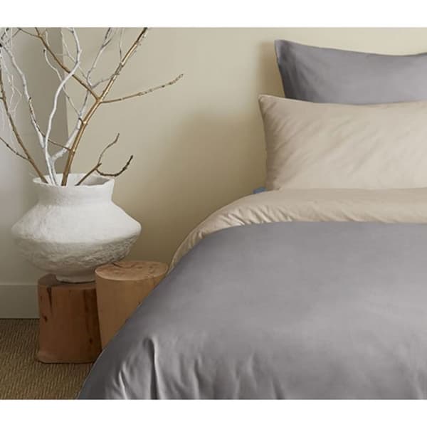 Komplett paket 6 stycken Taupe/Linne vändbart påslakan för säng 160 x 200 cm