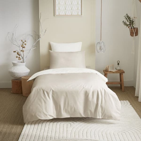 Komplett paket 4 st Linne/Vit vändbart påslakan för säng 90 x 190 cm