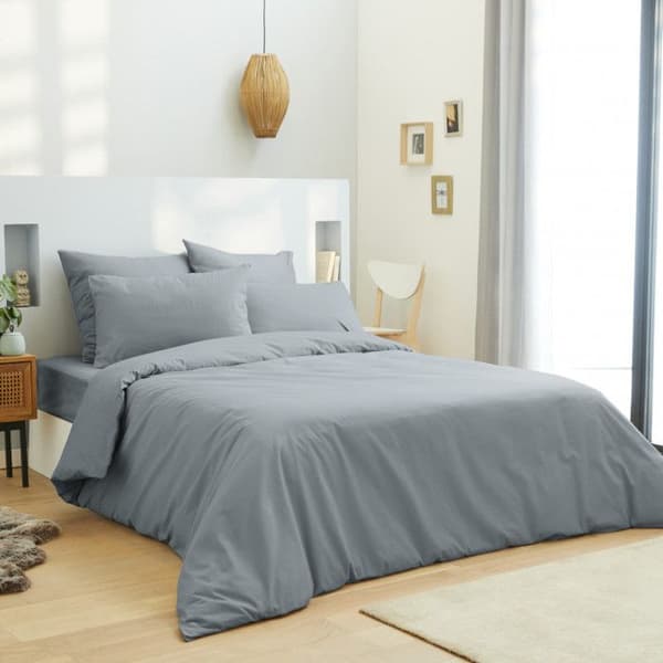 Påslakan Ljusgrå 260 x 240 cm / 100 % bomull / 57 trådar/cm² för "King Size" dubbelsäng