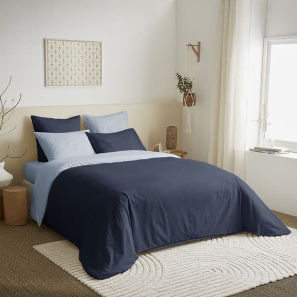 Komplett paket 6 stycken Marin/Sky Blue vändbart påslakan för säng 180 x 200 cm "King size"