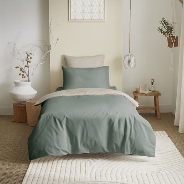 Komplett förpackning 4 stycken Eucalyptus/Linne vändbart påslakan för säng 90 x 190 cm