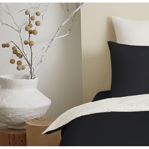 Komplett paket 4 st Svart/Vit vändbart påslakan för säng 90 x 190 cm