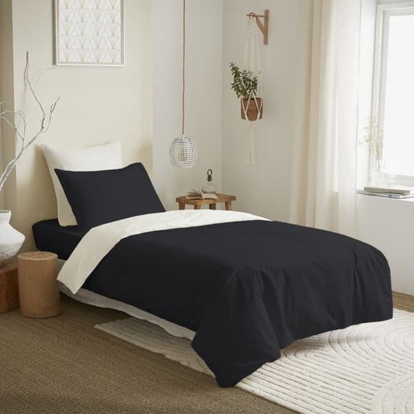 Komplett paket 4 st Svart/Vit vändbart påslakan för säng 90 x 190 cm