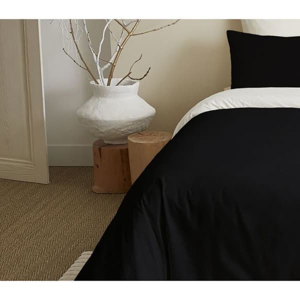 Komplett paket 6 st Svart/Vit vändbart påslakan för säng 140 x 190 cm