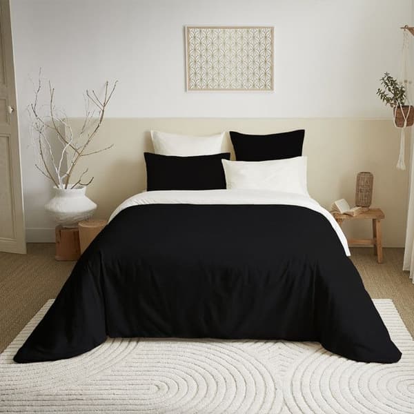 Komplett förpackning 6 st Svart/Vit vändbart påslakan för säng 180 x 200 cm "King size"
