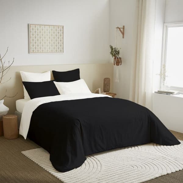 Komplett förpackning 6 st Svart/Vit vändbart påslakan för säng 180 x 200 cm "King size"