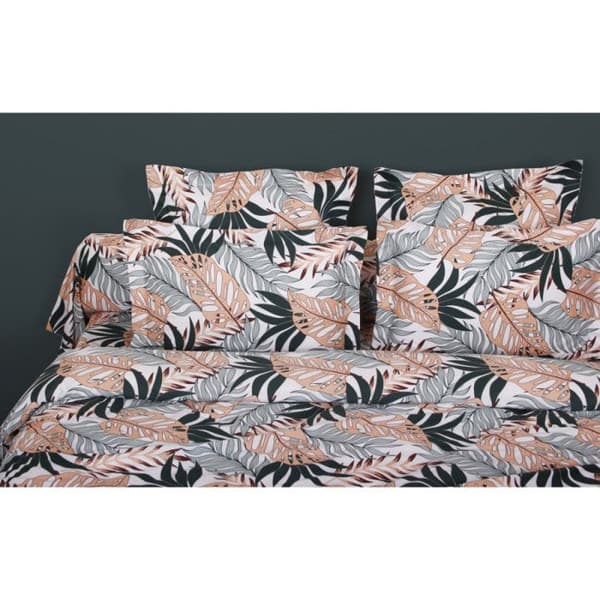 Lakan 100% "Combed cotton satin" / 80 trådar/cm² - Lax &amp; Grön - 140 x 190 cm 30 cm keps