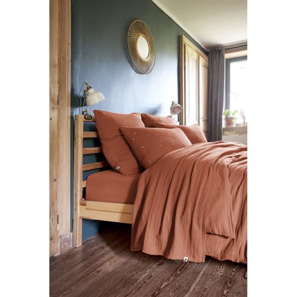 Lakanset 4 stycken 1 platt lakan 240 x 300 + 1 plåtlakan 140 x 190 + 2 örngott 60 x 60 Gaïa Terracotta