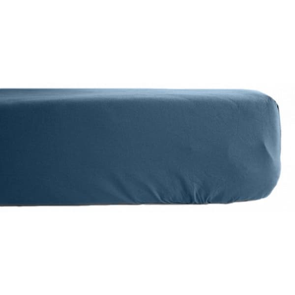 Prydnadslakan i ren bomull percal 80 trådar/cm² Sydvind - Marinblå - 90 x 190 cm 35 cm keps