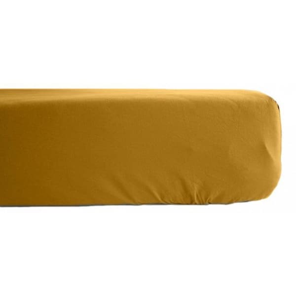 Prydnadslakan i ren bomull percal 80 trådar/cm² Sydvind - Curry - 90 x 190 cm 35 cm keps