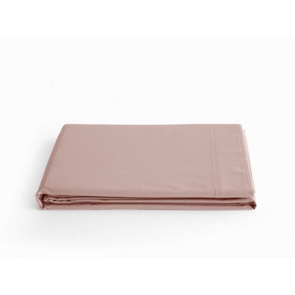 Drap plat percale av 100% kammad bomull med långa fibrer 80 trådar/cm² Sydvind - Rosa - 240 x 300 cm för dubbelsäng