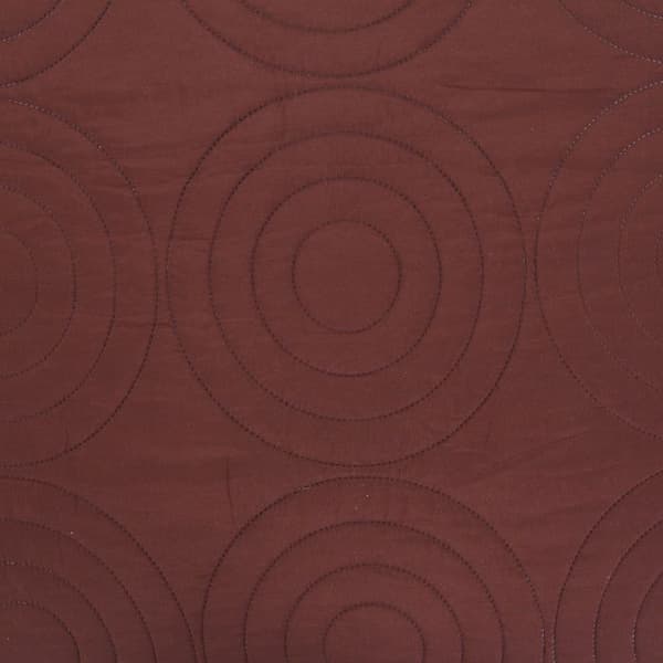 4-delad tvåfärgad quilt sängöverdrag "Circle Stitching" Choco / Natural