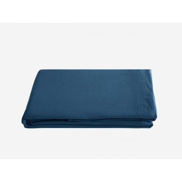 Palace 100% tvättad färgad bomull platt lakan, 63 trådar/cm² Vent du sud - Palace Navy - 240 x 290 cm för dubbelsäng