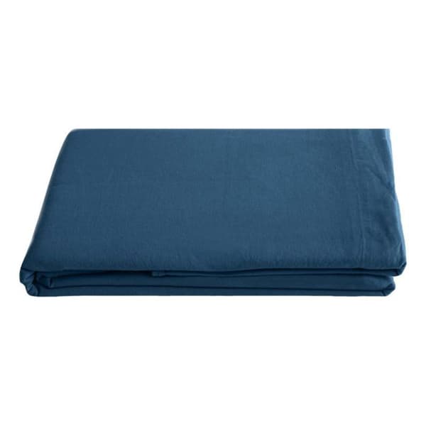 Palace 100% tvättad färgad bomull platt lakan, 63 trådar/cm² Vent du sud - Palace Navy - 240 x 290 cm för dubbelsäng