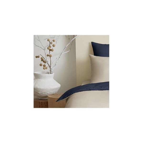 Komplett paket 4 stycken Linne/marinblå vändbart påslakan för säng 90 x 190 cm