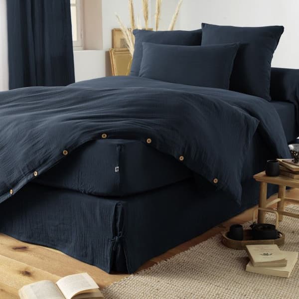 "Gaïa" påslakan alla storlekar "Cotton Gauze" - Gaïa Minuit - 90 x 190 cm 30 cm keps