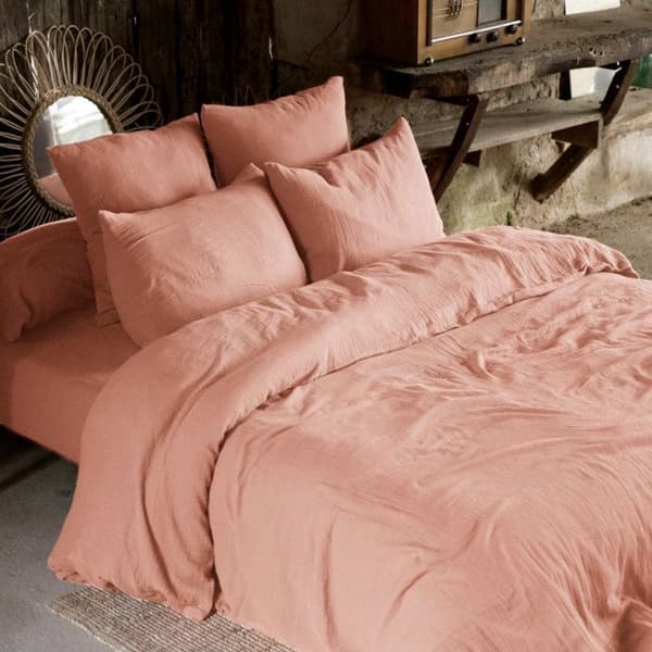 "Gaïa" påslakan alla storlekar "Cotton Gauze" - Gaïa Peach Pink - 180 x 200 cm 30 cm mössa