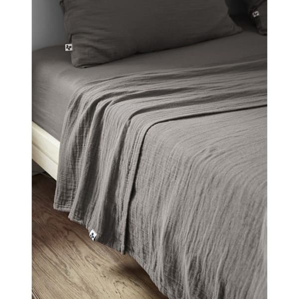 "Gaïa" plattlakan alla storlekar "Cotton Gauze" - Gaïa Granit - 270 x 300 cm för king size-säng