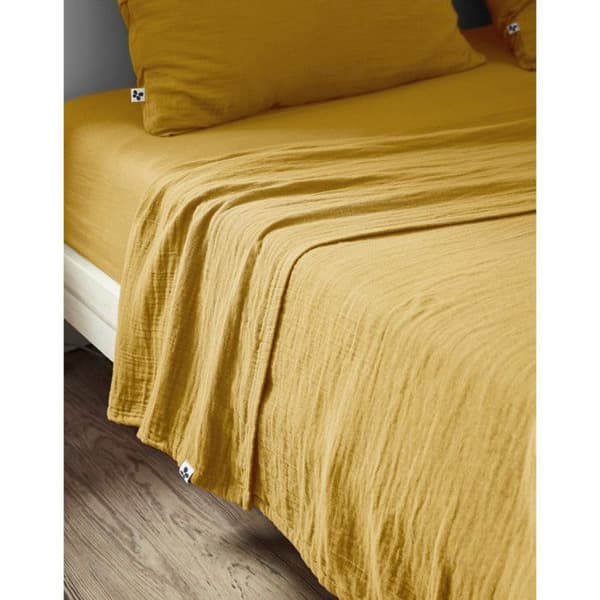 "Gaïa" plattlakan alla storlekar "Cotton Gauze" - Gaïa Safran - 270 x 300 cm för king size-säng