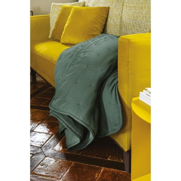 Quiltat överkast i tvättad skrynklig look "Angkor" Toison d'Or - Angkor Eucalyptus - 240 x 260 cm