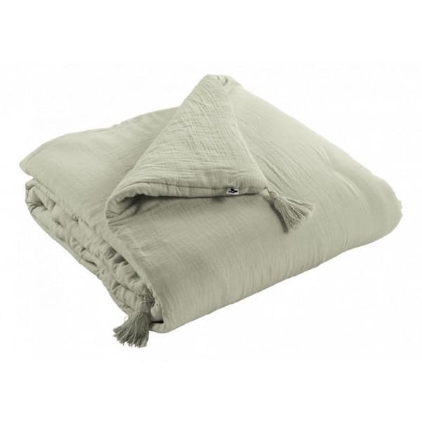 "Gaïa" täcke eller sänggavel alla storlekar "Cotton Gauze" - Gaïa Water Green - 150 x 150 cm