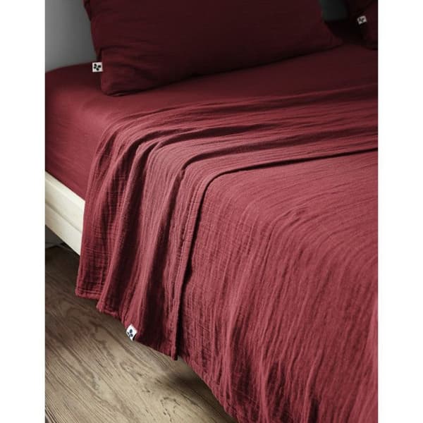 "Gaïa" plattlakan alla storlekar "Cotton Gauze" - Gaïa Lie de Vin - 240 x 300 cm för dubbelsäng