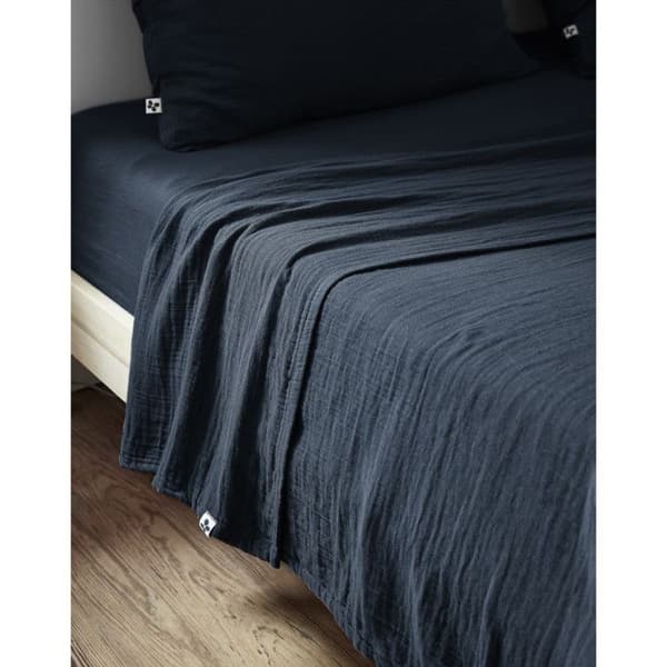 "Gaïa" plattlakan alla storlekar "Cotton Gauze" - Gaïa Minuit - 240 x 300 cm för dubbelsäng