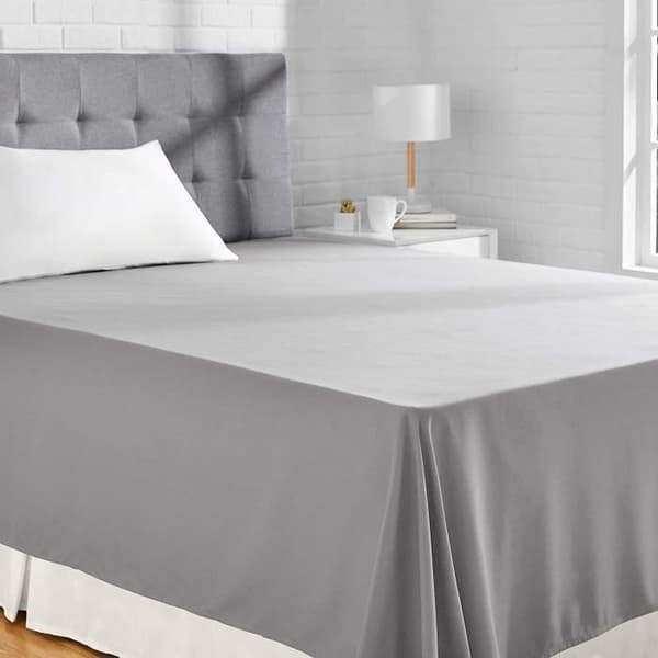 Basics platt mikrofiberduk, grå (mörkgrå), 230 x 260 + 10 cm - FLT4-DGY-002