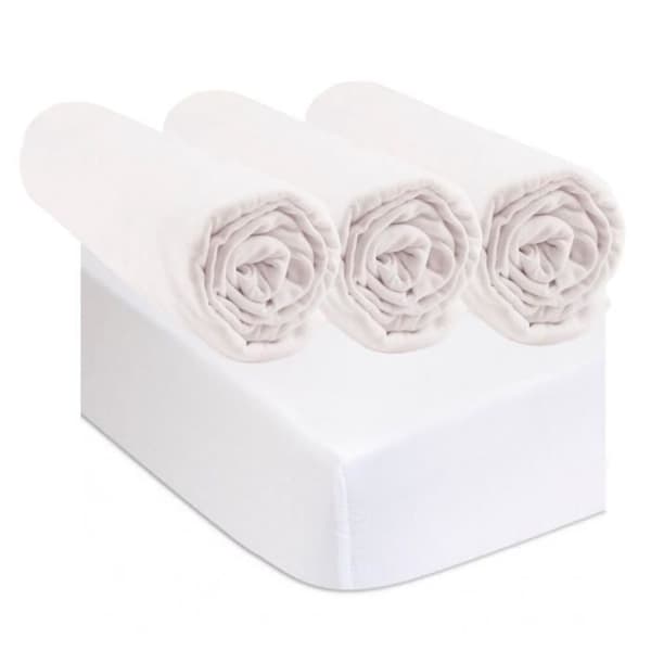 Baby Sänglinne Kit 60x120 i Vit Ekologisk Bomull | 3 påslakan + 2 bäddmadrasser | GOTS &amp; Oeko Tex | EU-tillverkning