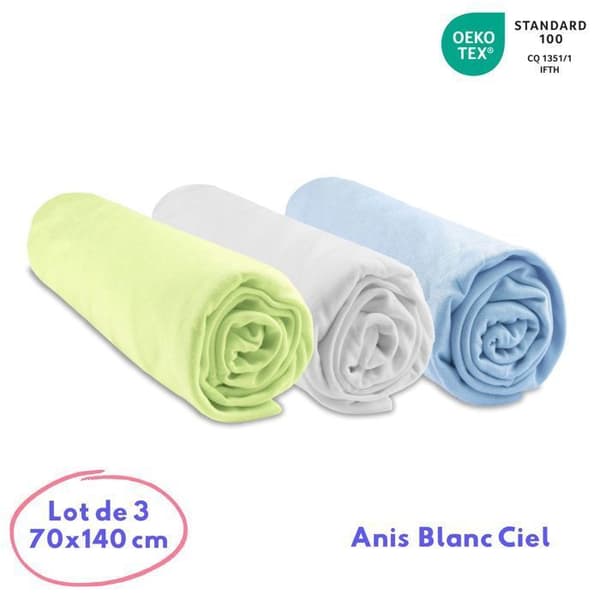 Set med 3 EASY DORT bambuunderlag 70x140 - himmelsvita och anis - ojämförlig mjukhet