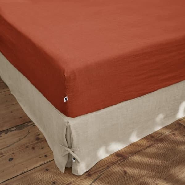 "Soline" påslakan alla storlekar Tvättat linne - Soline Paprika - 180 x 200 cm 30 cm keps