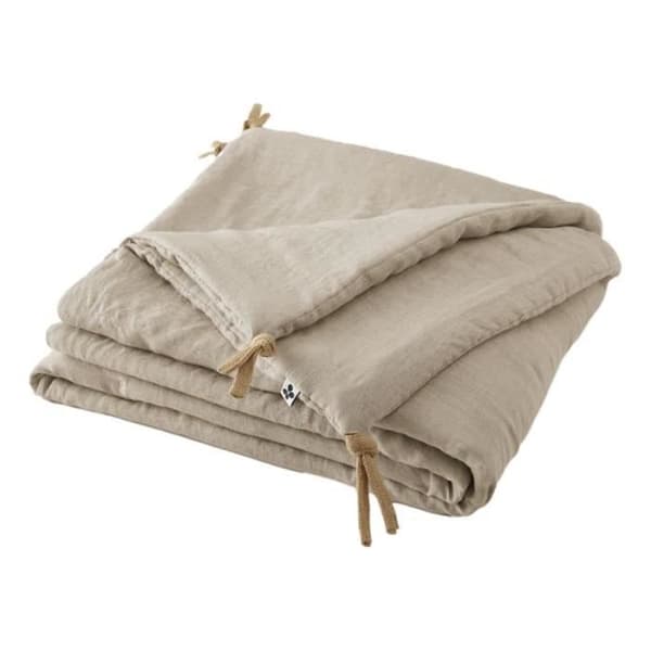 Quilt eller quiltad gavel 90 x 200 cm "Soline" Tvättat linne - Soline Sand