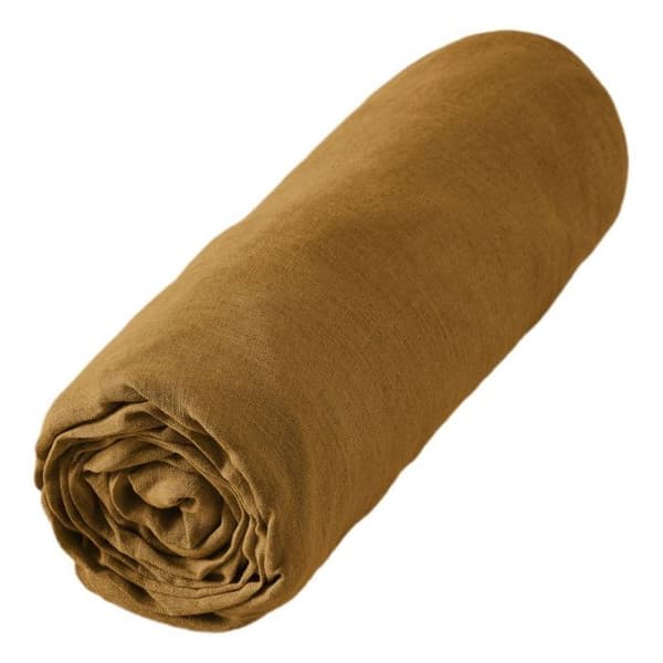 "Soline" påslakan alla storlekar Tvättat linne - Soline Caramel - 180 x 200 cm 30 cm keps