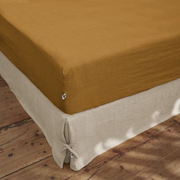 "Soline" påslakan alla storlekar Tvättat linne - Soline Caramel - 160 x 200 cm 30 cm mössa