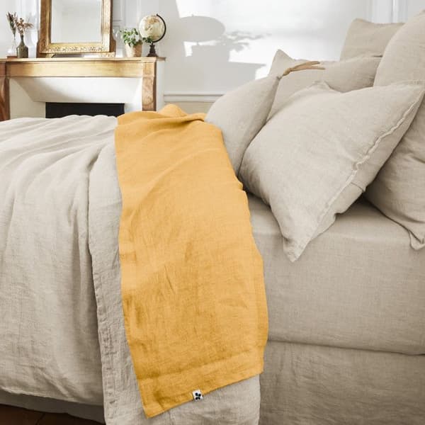 "Soline" plattlakan alla storlekar Tvättat linne - Soline Honey - 240 x 300 cm för dubbelsäng