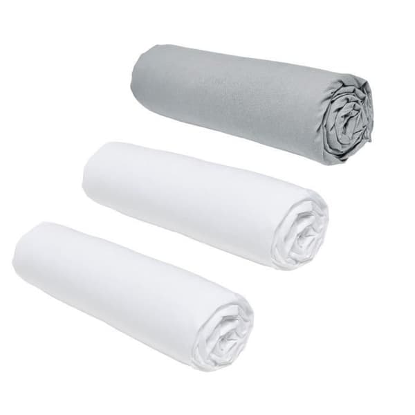 Set med 3 lakan TODAY Essential - 160 x 200 cm - 2 personer - 100 % bomull - Krita/stål