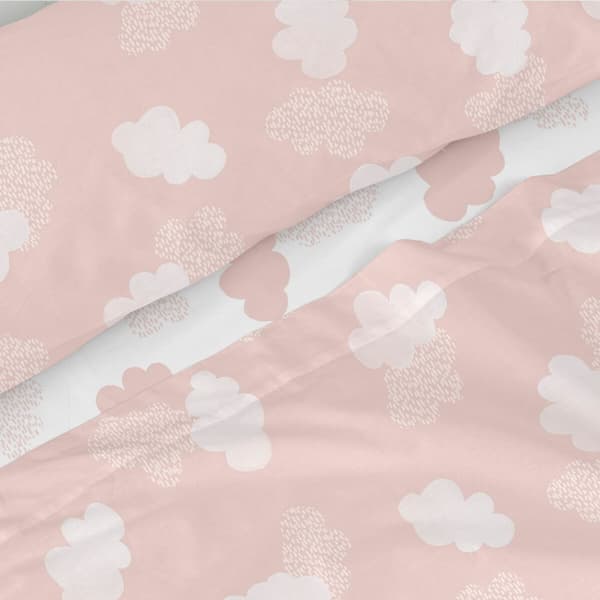 Bäddset HappyFriday Basic Kids Clouds Rosa Säng 105 180 x 270 cm 2 Delar