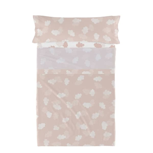 Bäddset HappyFriday Basic Kids Clouds Rosa Säng 105 180 x 270 cm 2 Delar