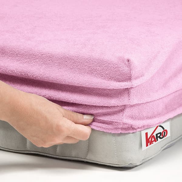 Frottélagen med elastik 200x220 lys pink 018 tyk 200g/m2 KARO