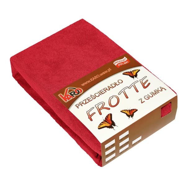 Frottélakan med resårband 200x220 röd 024 tjock 200g/m2 KARO