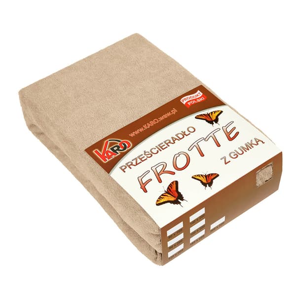 Frottélakan med elastiskt band 90x200 beige 009 tjock 200g/m2 KARO