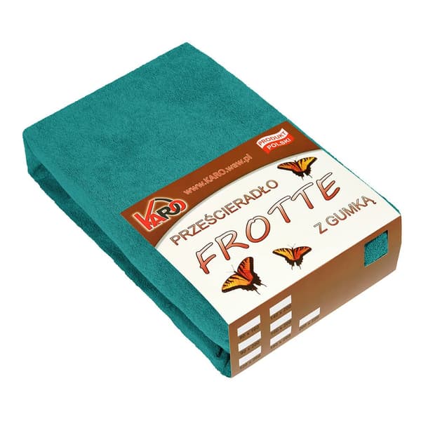 Frottélakan med resårband 90x200 mörk turkos 016 tjock 200g/m2 KARO