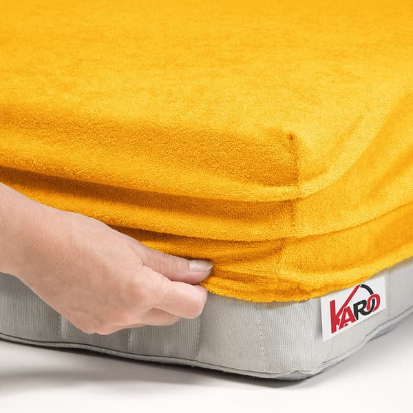 Frottélagen med elastik 140x200 sennep sunny 005 tyk 200g/m2 KARO