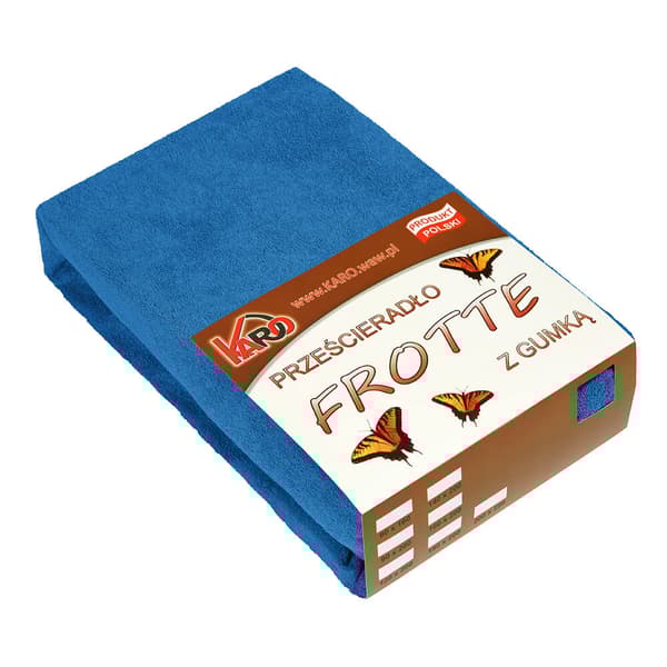 Frottélagen med elastik 140x200 kornblomst blå 032 tyk 200g/m2 KARO