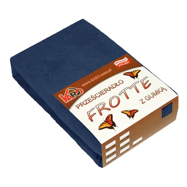 Frottélakan med resårband 140x200 marinblå 034 tjock 200g/m2 KARO