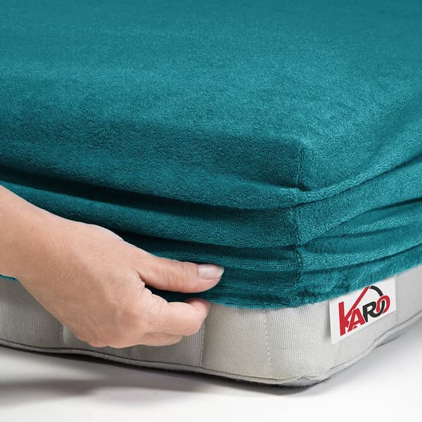 Terry lakana kuminauhalla 160x200 turkoosi meri 048 paksu 200g/m2 KARO