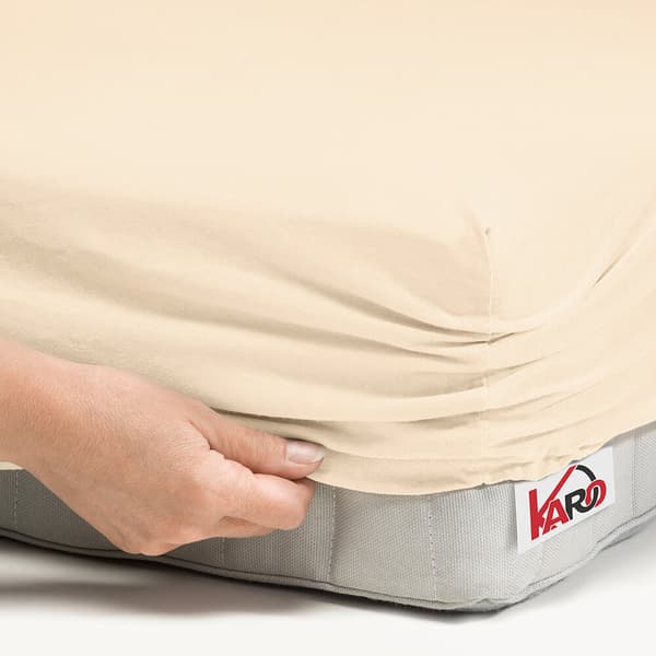 Jerseylakan med resårband 90x200 ljusbeige 008 tjock 150g/m2 KARO