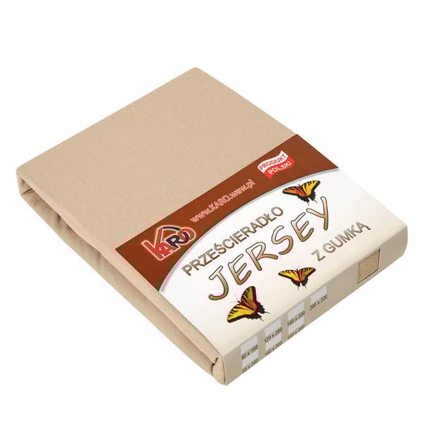 Jerseylakan med resårband 90x200 beige 009 tjock 150g/m2 KARO