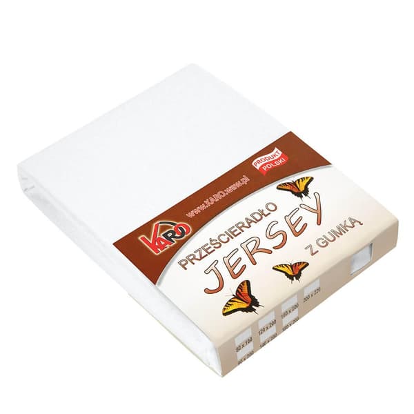 Jerseylagen med elastik 120x200 hvid 001 tyk 150g/m2 KARO